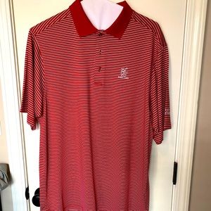 BOBBY JONES Crimson Red & White Striped East Lake Golf Club Polo XL